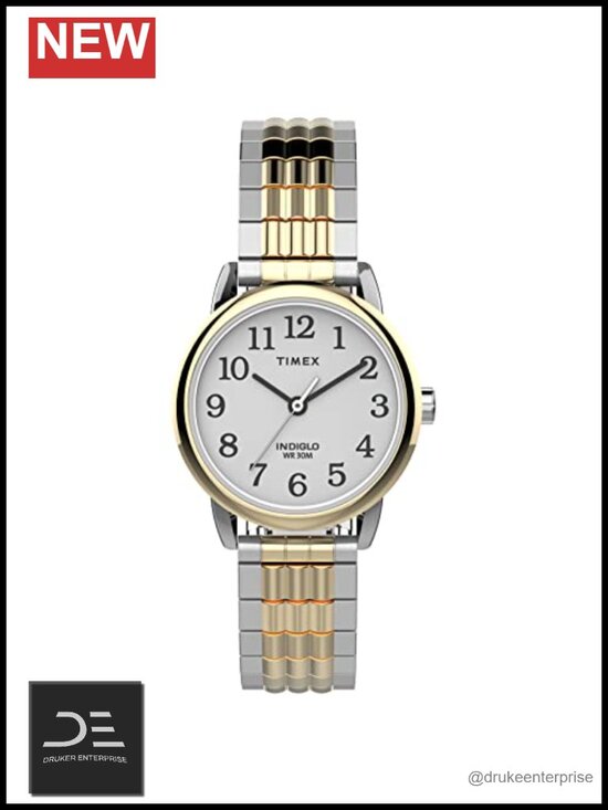 Classic Analog Quartz Watch with Stainless Steel Expansion Band, Indiglo Light, main image 6